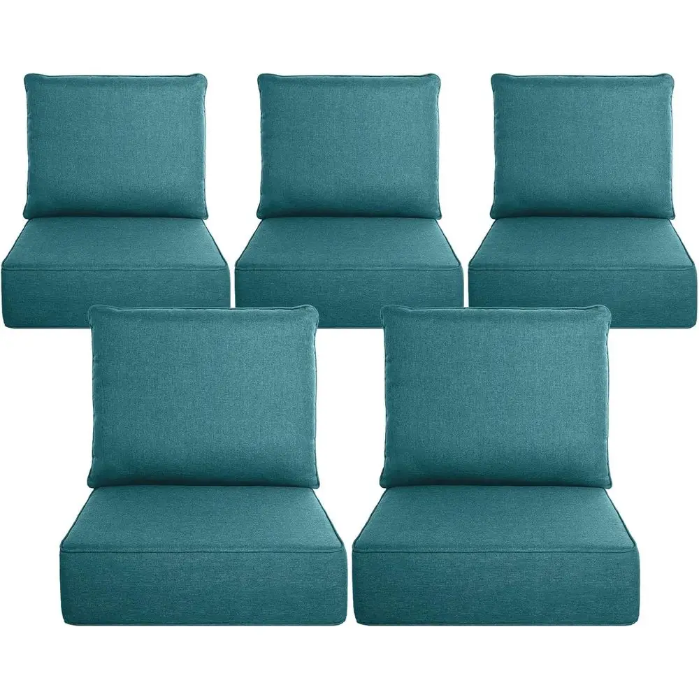 

6 Thick Outdoor Cushion Set - 24x24, Peacock Blue, Weather-Resistant, Removable for Patio Furniture or Swing