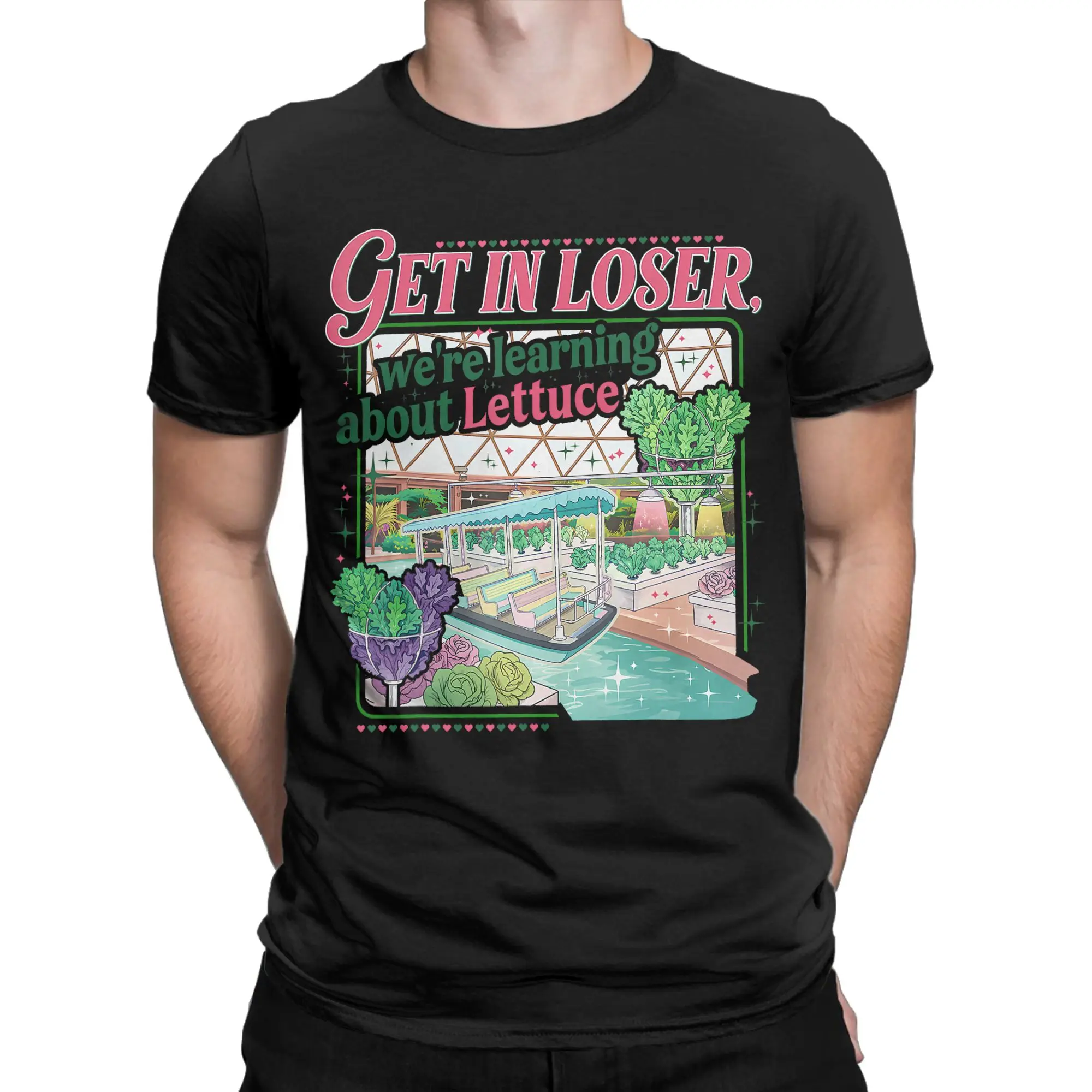 Men's T-Shirt Get in Loser We’re Gonna Learn About Lettuce Vintage Pure Cotton Tees Short Sleeve  T Shirts O Neck Tops Printing