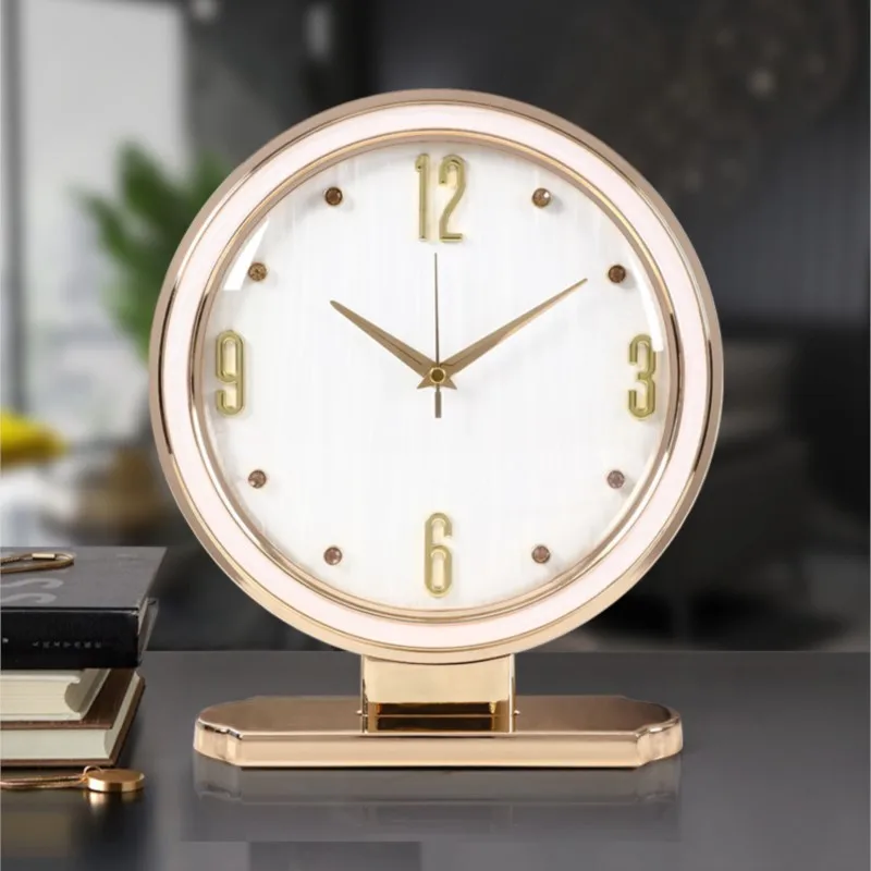 2023 New Modern Light Luxury High-End Alloy Shell Living Room Clock Desk Clock Fashionable And Simple Desk Clock 1PCS