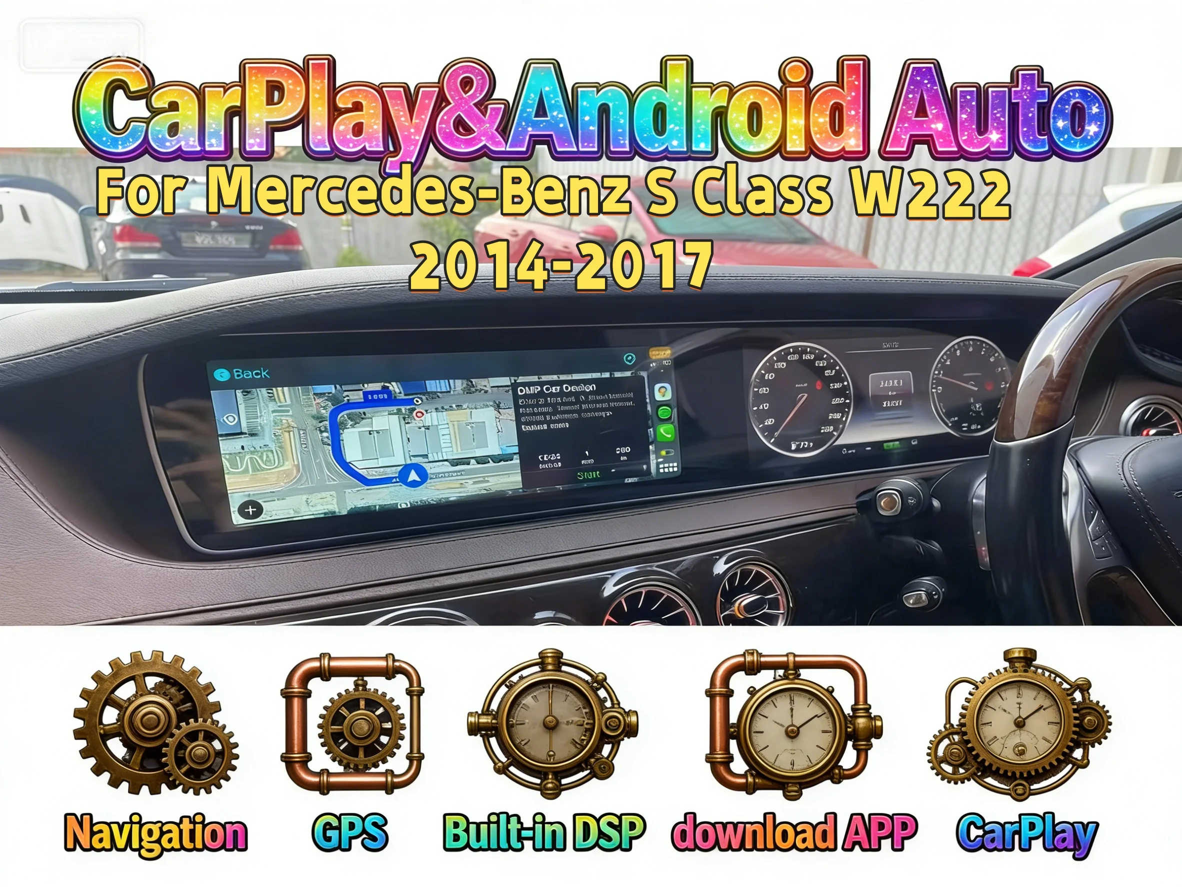 Navi Radio12.3 Inch For Mercedes-Benz S Class W222 2014-2017 Car Radio Android Auto Wireless Carplay  GPS Navigation Car Tuning