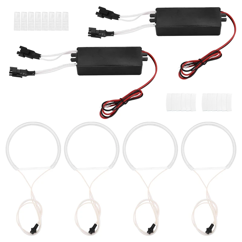 

T61C_4Pcs White Headlight CCFL LED Angel Eyes Kit Turn Signal Light