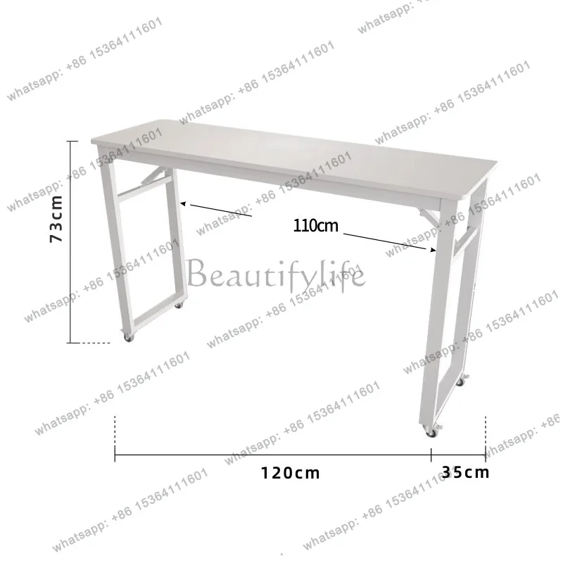 YJ New Movable Nail Table Multifunctional Folding Table With Wheels Lightweight Table Pliante Portable Salon Furniture