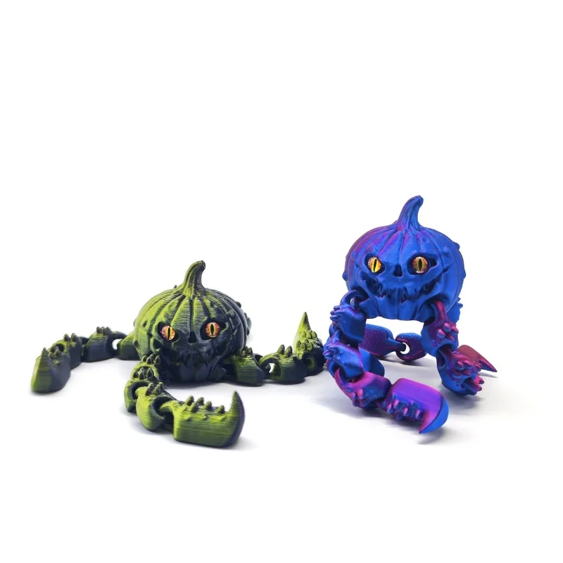 Full Movable Joints Halloween Spooky Model Creative Home Desktop Ornament 3D Printed Pumpkin Octopus Monster Holiday Decor Gift