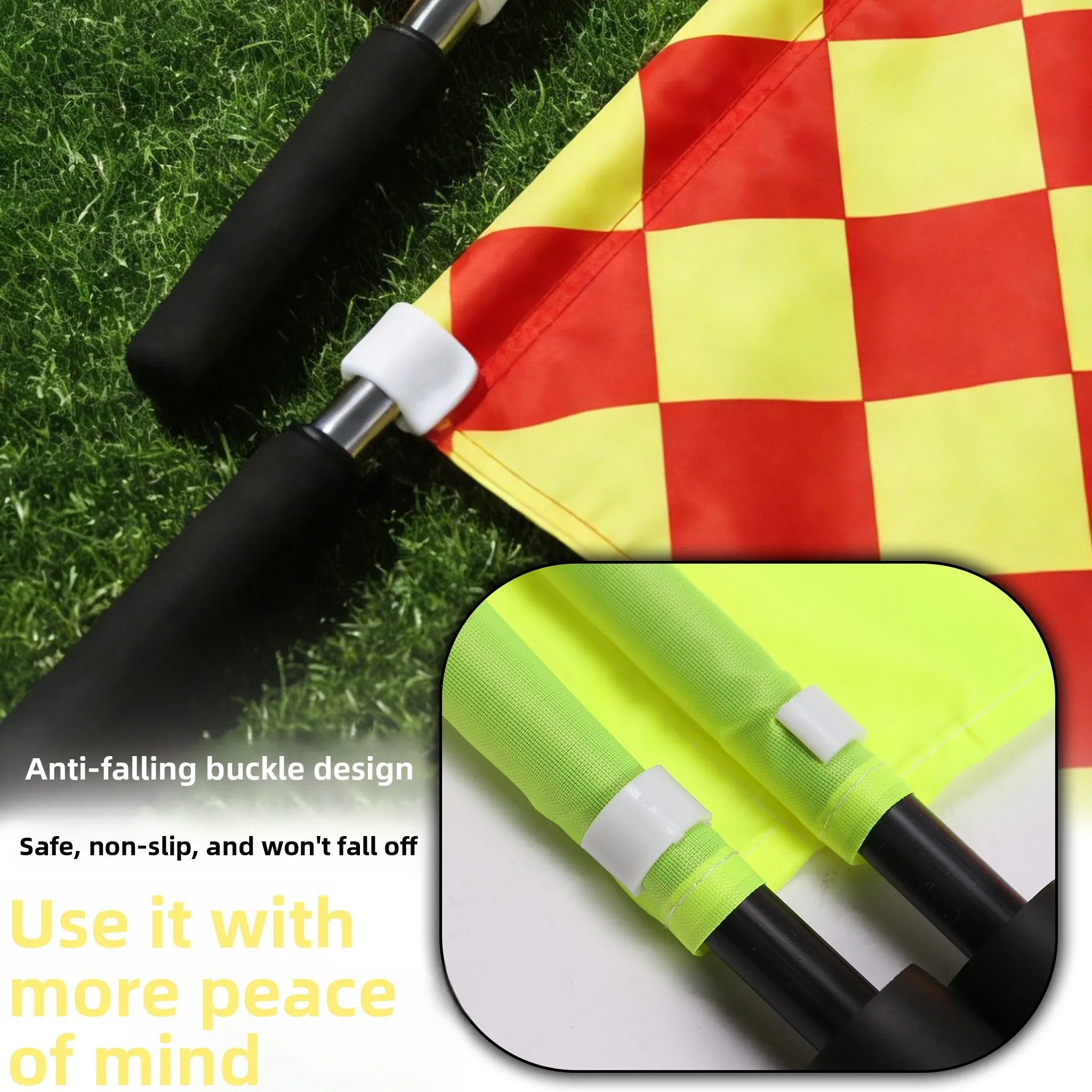 1Pair Referee Flags, Handheld Soccer Linesman Flags Sports Match Signal Flags with Storage Bag