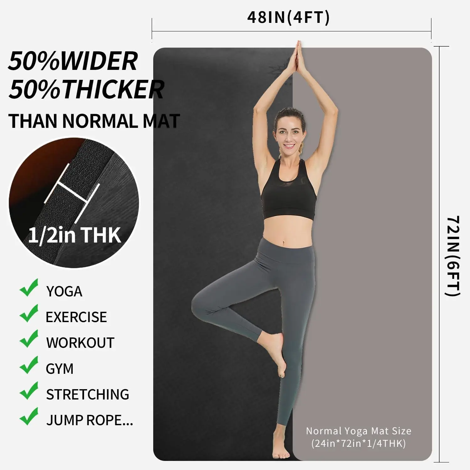Brand new Large TPE Yoga Mat 6'x4'x1/2