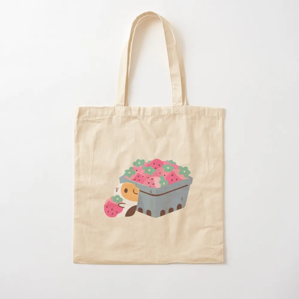 Bubu and Moonch Strawberry Season Pattern Tote Bag Lady bags hand bag Canvas stote bag