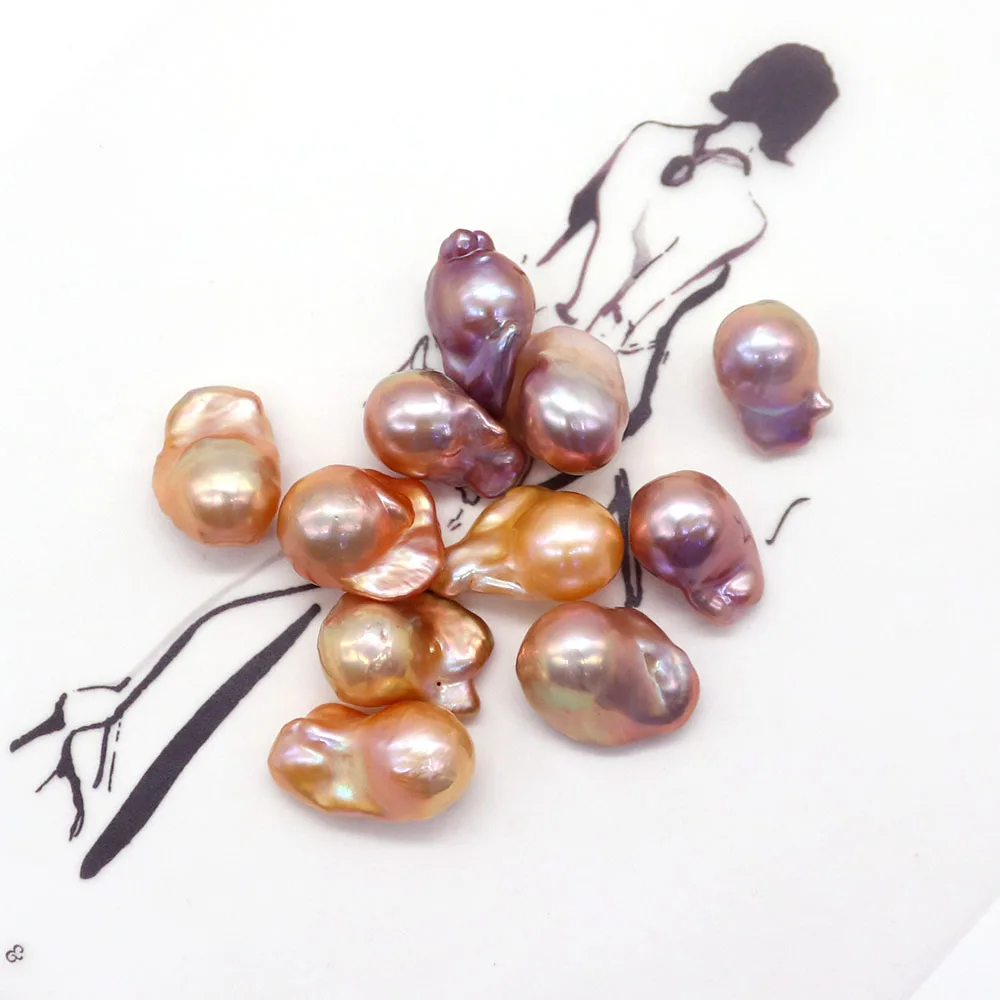

Elegant Natural Baroque Purple Large Bushy-tailed Pearls 12-23mm Holeless Loose Beads DIY Necklace Handmade Jewelry Accessories