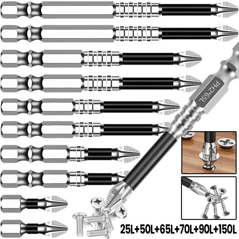 6/12 Pcs Driver Bit K5 Impact Screwdriver Bits Anti-Slip Magnetic Drill Bits Teeth Phillips Impact Bit Cross Head Electric Drill