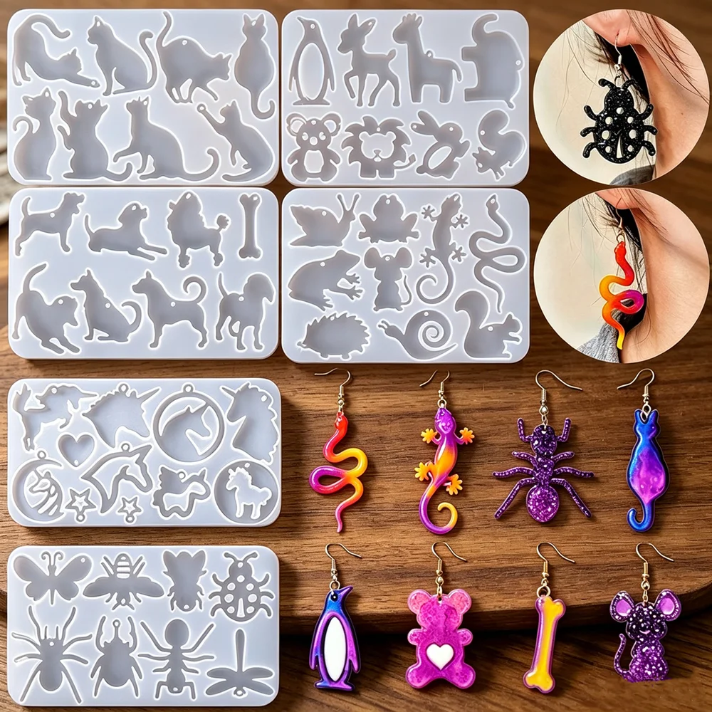 SNASAN Animals Shape Silicone Mold Handmade Tool Cat Spider Penguin Dog Butterfly Squirrel Casting Mould Animals