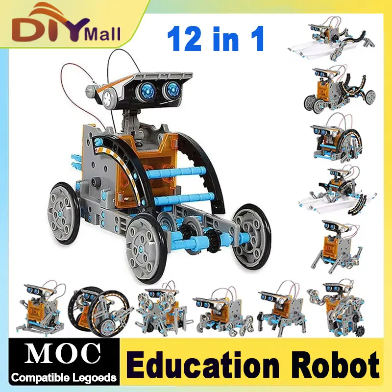 

12-in-1 Solar Powered Robot Building Kit STEM Educational Toy For Kids Creative Science Learning DIY Assembly Project