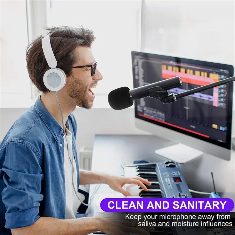 Cubierta de micrófono de alta densidad, espuma de esponja para parabrisas de micrófono de mano, funda protectora para micrófono de escenario