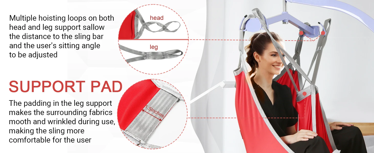 Ehucon Patient Lift geteilter Beinschlinge mit unterem Rücken, Transferhebebühne, Hoyer-Schlinge zum Heben und Positionieren von 500 Pfund SWL – Detail 3