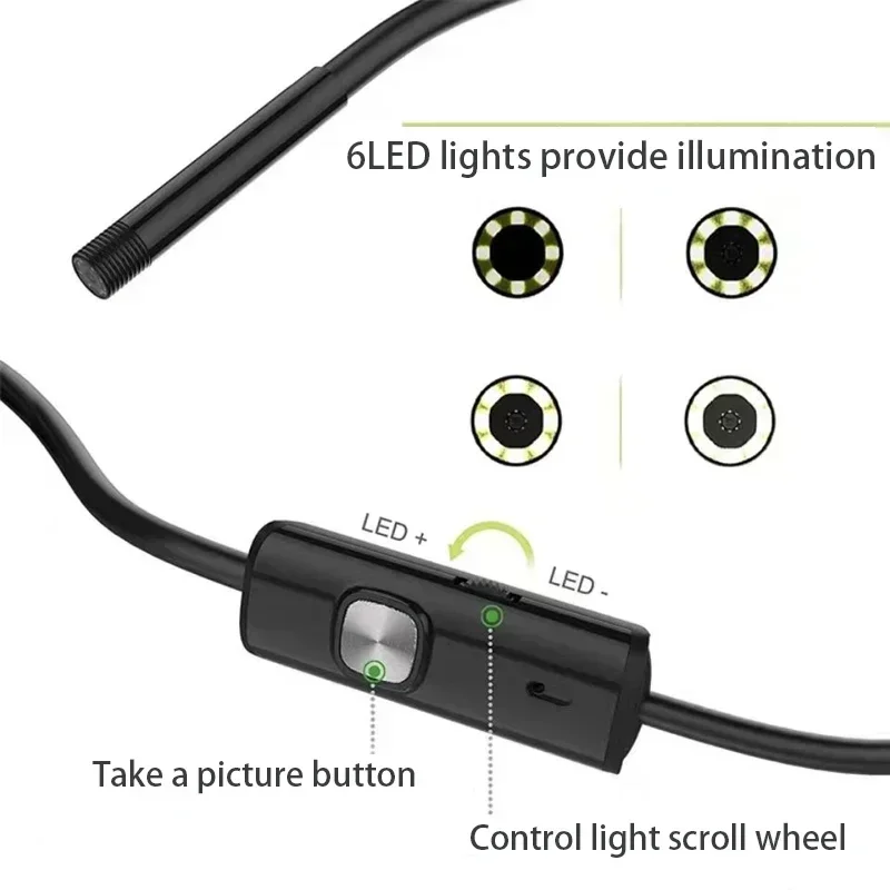 8 mm lens Camera Endoscope HD IP67 Fish finder Cord Tube Mirco USB Type-C Borescope Video Inspection for Android Endoscope