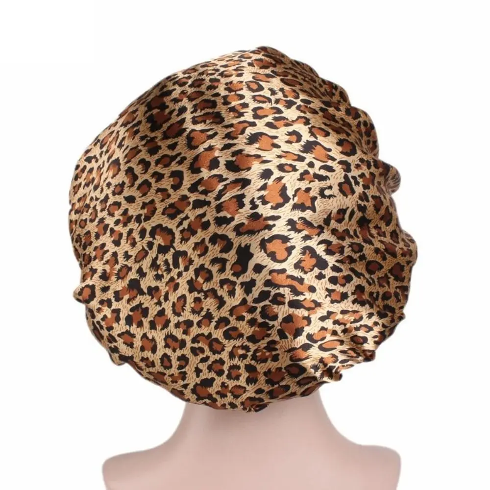 

Soft Floral Pattern Satin Sleep Bonnet Elastic Wide Band Hair Loss Cover Bath Hair Cap Head Wrap Islamic Turban Hat Makeup Tool
