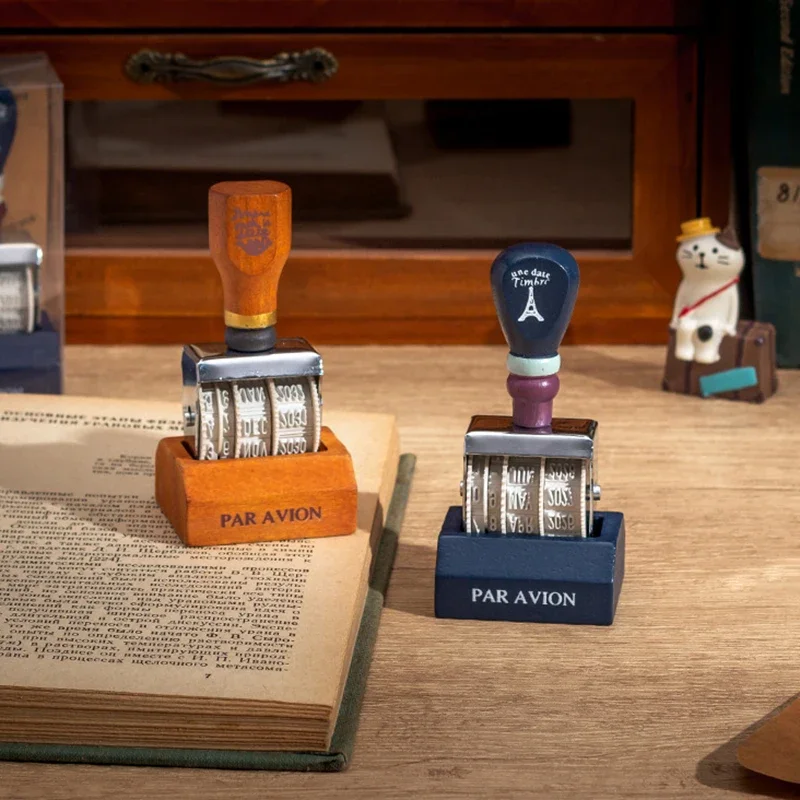 แสตมป์วันที่วินเทจบัญชี DIY ปรับปีเดือนวัน Roller Stamp Cross-Border ปีแสตมป์