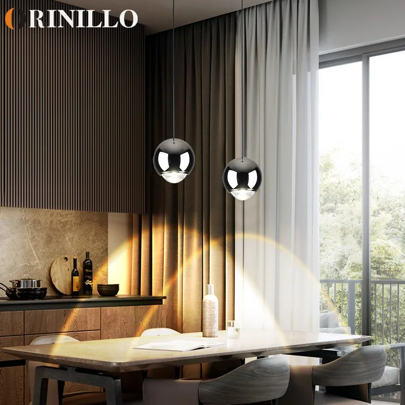 

Nordic modern LED chandelier bedroom room hotel villa study reading chandelier bead black long line small chandelier