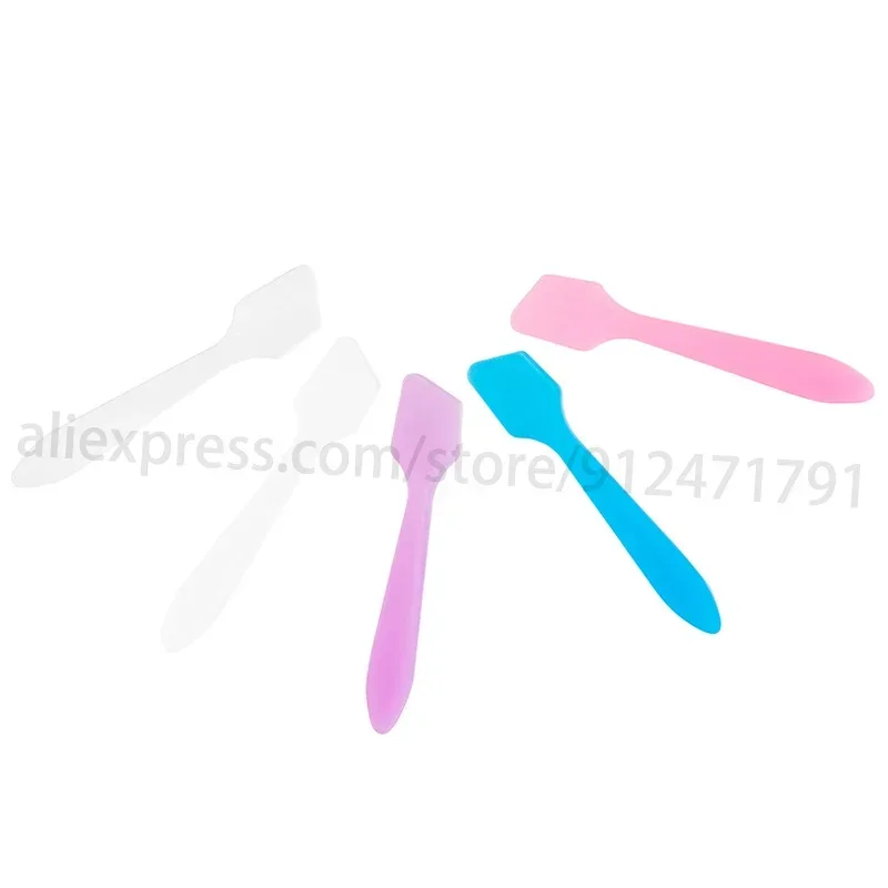500 Uds espátulas cosméticas de plástico cuchara crema para la cara máscara cuchara mezcladora de barro herramientas de belleza DIY cuchara aplicadora de maquillaje Facial para ojos