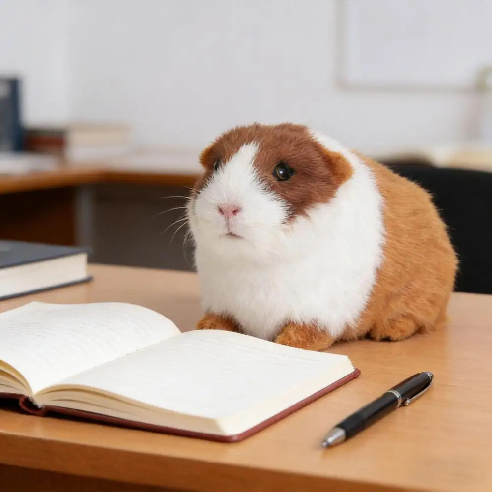 Hamster-Dekofigur, Realistische Plüsch-Hamsterfigur, Flauschiges Meerschweinchen-Modell, Niedliche Kleine Dekoration für Zuhause, Schreibtisch, Regal, Auto
