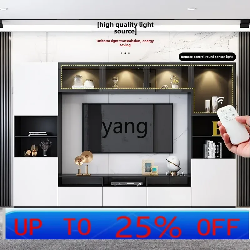 

lhh living room glass TV cabinet modern simple small apartment combination wall cabinet wall hanging