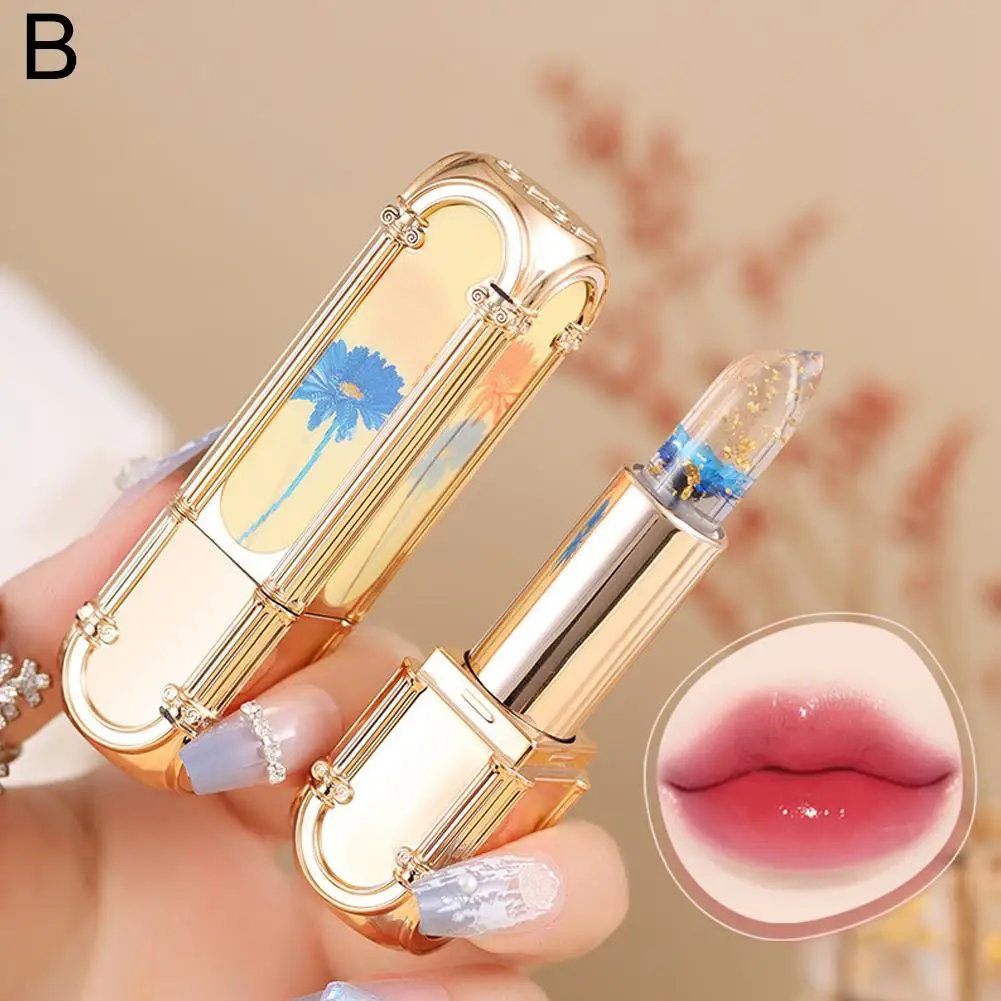 Fresh Flower Jelly Color Changing Lipstick Long-lasting Moisturizing Lip Balm Temperature Non-stick Cup Lips Makeup