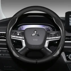 Carbon fiber Car Steering Wheel Cover For Mitsubishi Outlander L200 Lancer EX Asx Pajero Colt Galant RALLIART Delica Accessories