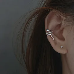 VENTFILLE 925 Stamp Silver Color Snake Earring For Women Girl Personality Punk No Ear Hole Jewelry Birthday Gift Dropshipping