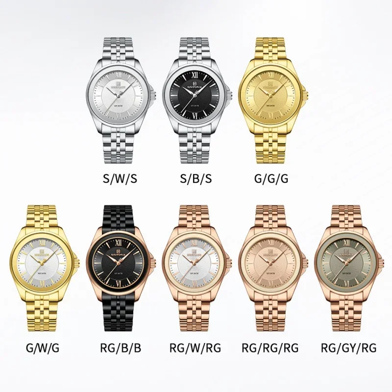 NAVIFORCE NF5067 Woman Quartz Watch Simple Fashion Stainless Steel Ladies 3ATM Waterproof Quartz Watch Gifts For Women