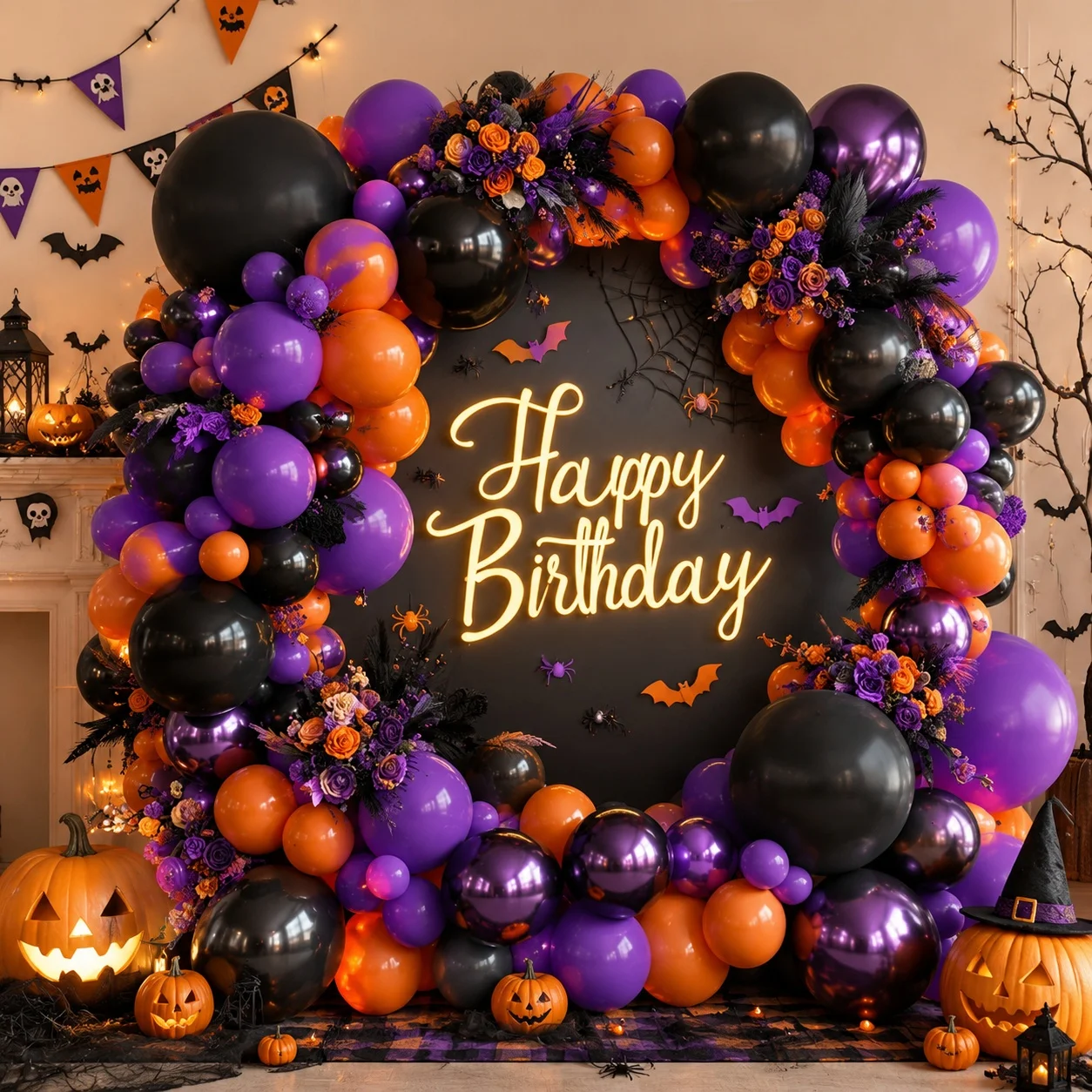 109 Stück Schwarz-Orange-Lila Latexballons 5/10/18 Zoll Halloween-Party-Deko