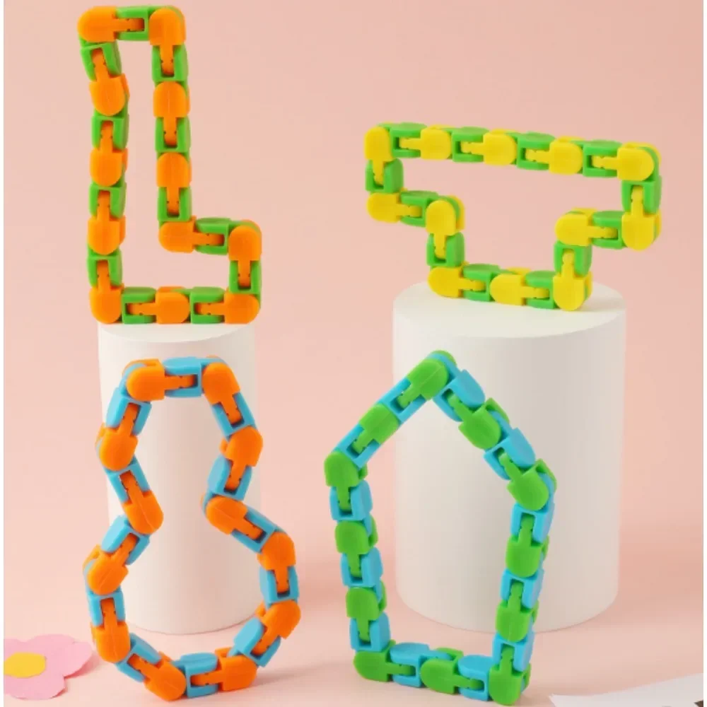 

2pcs 24 Links Wacky Tracks Snake Puzzles Fidget Toys Click Snap Finger Sensory Toys for ADHD Autism Kid Stress Relief Party Gift