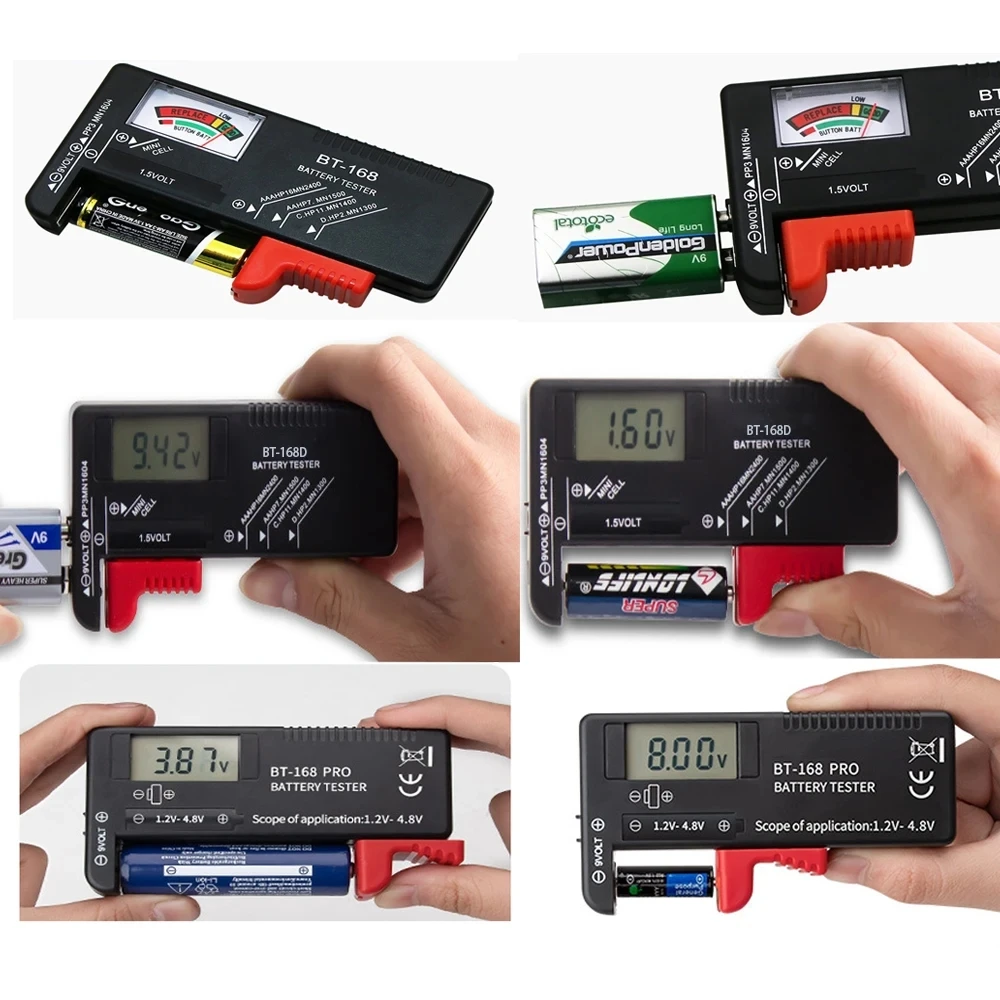 BT-168 Pro BT-168D BT-168 Digital Battery Tester LCD Display C D N AA AAA 9V 1.5V Button Cell Battery Capacity Check Detector