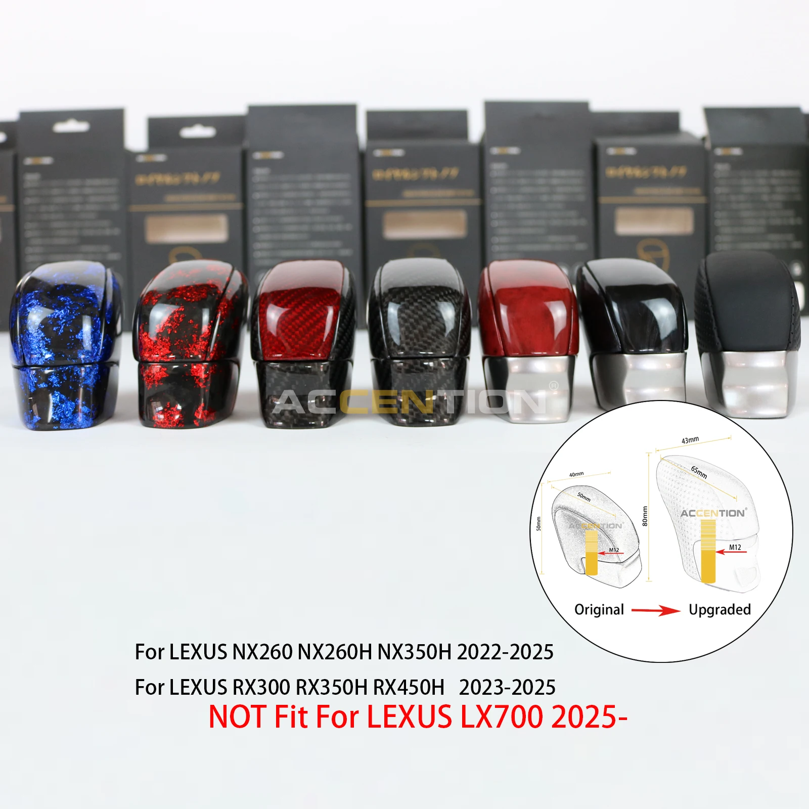 Automotive Car Accessory Gear Shift Knob For Lexus NX260 NX260H NX350H 2022-2025 RX300 RX350H RX450+ 2023-2025
