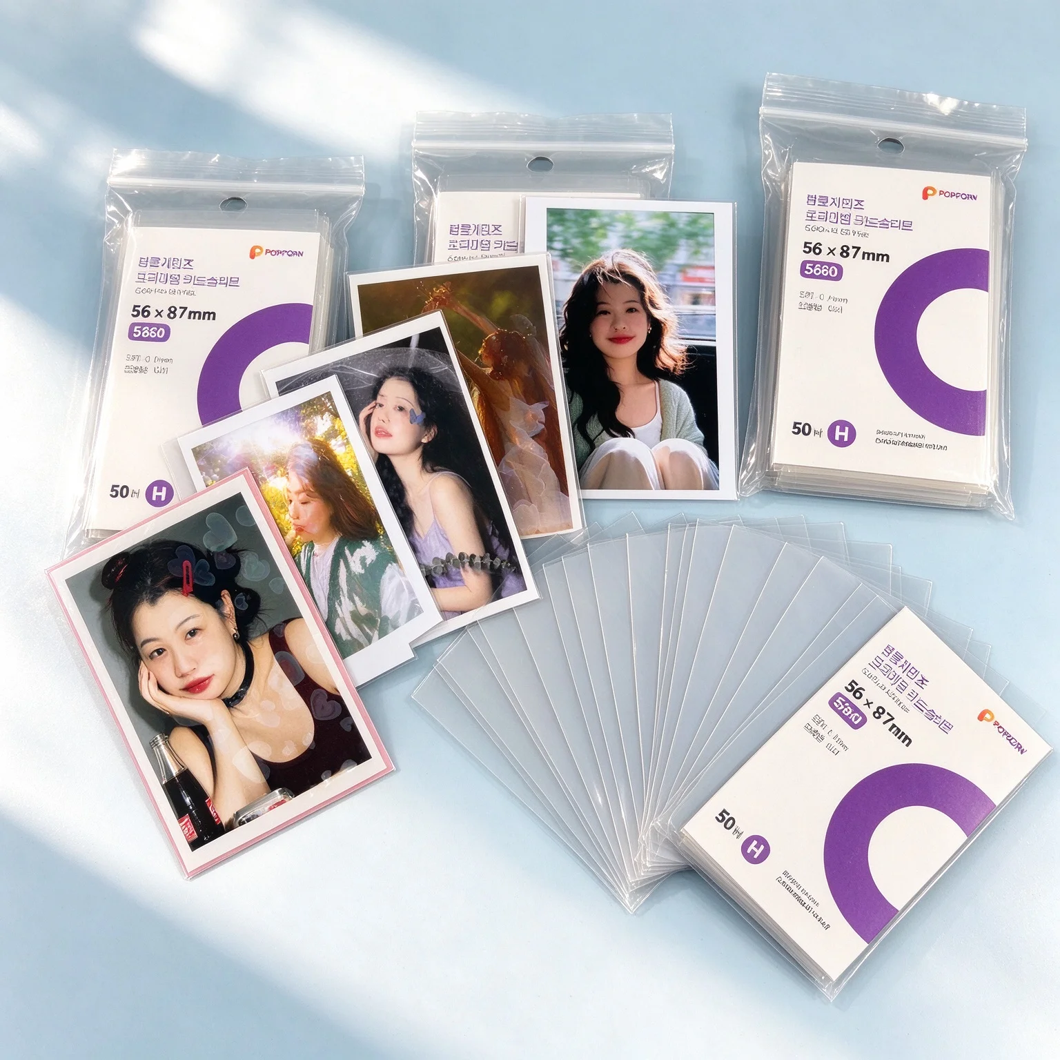 50Pcs 56x87mm Clear CPP Card Sleeves Acid Free Hard Anti-Scratch Film Kpop Photocard Holder Protector For Album Binder Cards
