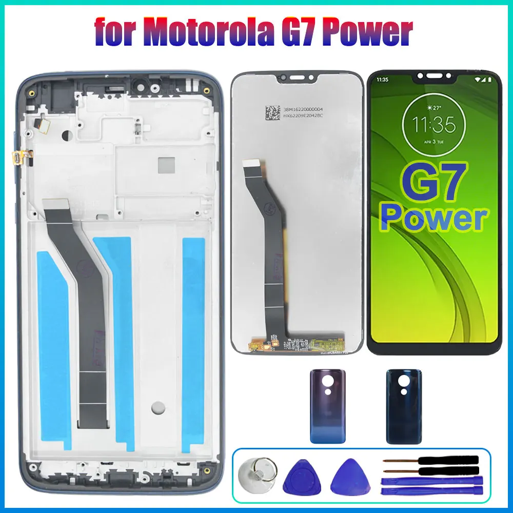 LCD probado para Motorola Moto G7 Power XT1955 reemplazo del digitalizador de pantalla LCD para Moto G7 Power XT1955-4 LCD con marco