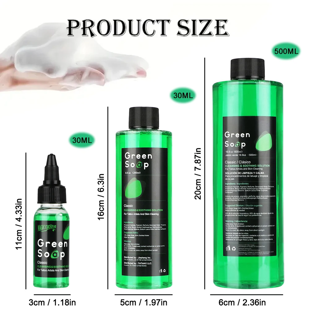 

Ultra Concentrated Green Tattoo Soap - Tattoo Cleaning Supplies for Tattoos And Piercings Tattoo Aftercare Soap