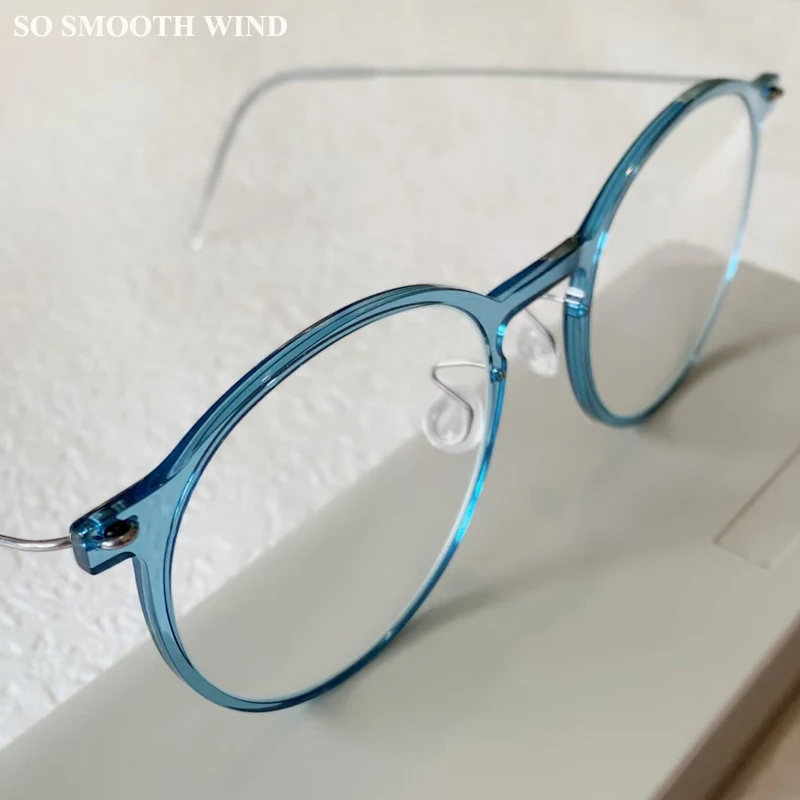 

Denmark Brand Round Blue Glasses Frame Ultralight Men Screwless Square Spectacles Women Thin Rim Pink Eyeglasses Fashion Eyewear