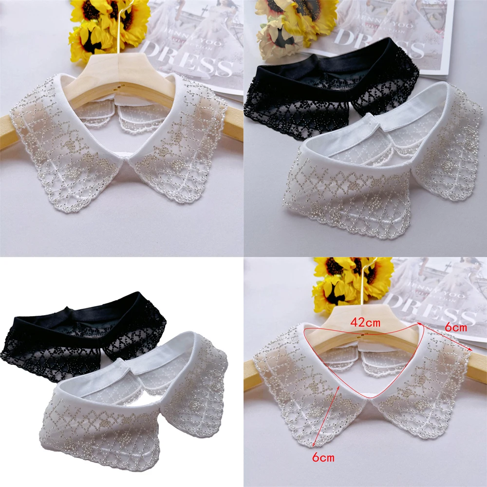 Fashion Embroidered Bead Collar Women's Lace Collar Clothing Accessory Lace Up Shawl Detachable Shirt Collar Insignia
