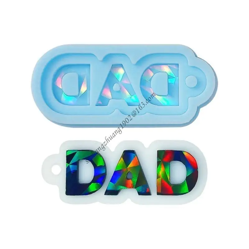 

Q6RB Shiny Glossy MOM DAD Charm Silicone Epoxy Resin Mold DIY Keychain Pendant Jewelry for Mother's Day Father's Day Craft