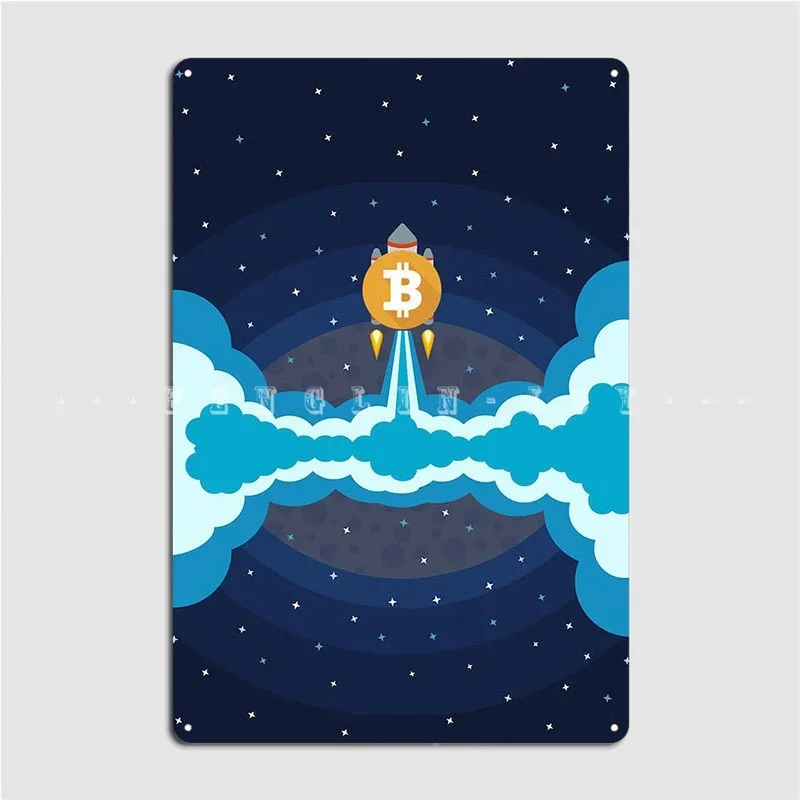 Rise Of Bitcoin Poster Metal Plaque Bar Cave Garage Decoration Wall Pub Retro Tin Sign Poster