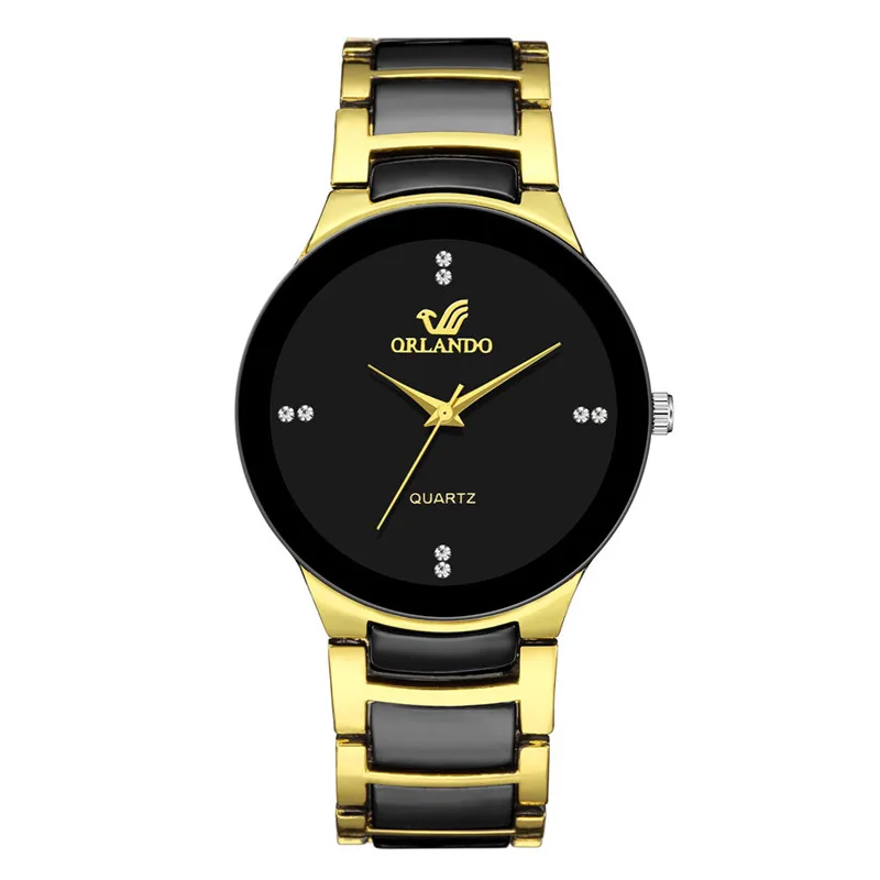 Luxury Tungsten-like Steel Watch Men Gold Black Watches ORLANDO Fashion Business Quartz Wristwatches Relogio Masculino