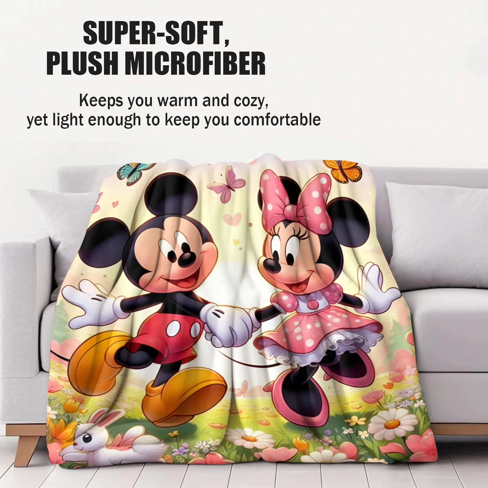 Kawaii Mickey Minnie Print Flanellen Deken Warme Gooi Deken Thuis Bank Lunchpauze Dekens Zachte Kinderen Student Dutje Deken