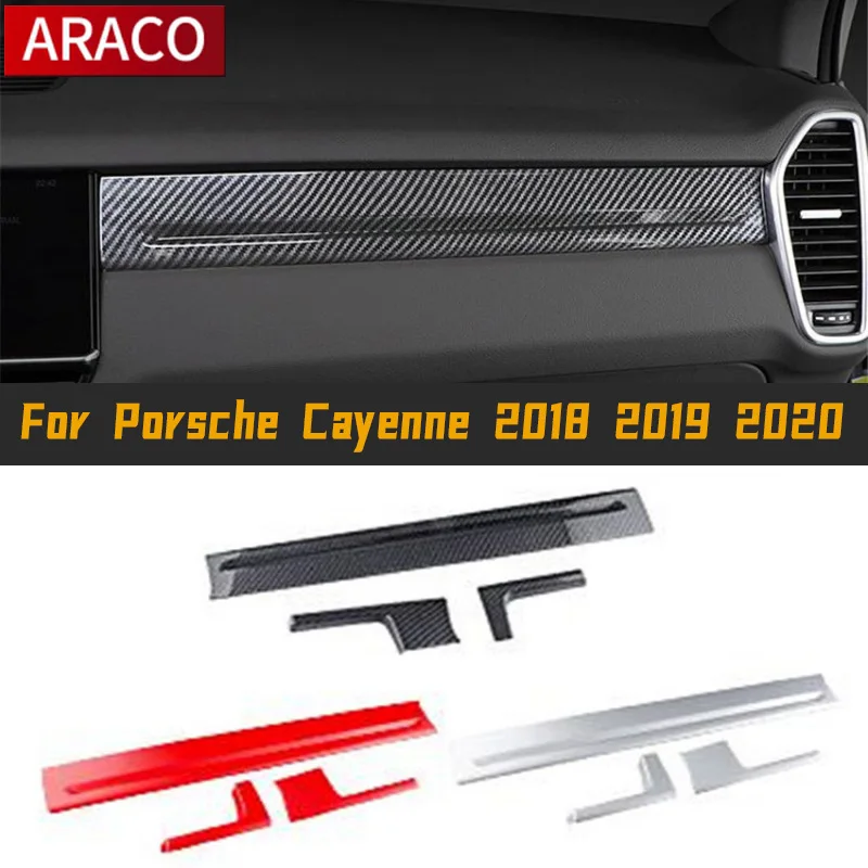 For Porsche Cayenne 2018 2019 2020 3 Buah/Lot Penutup Dekorasi Instrumen Kontrol Pusat Serat Karbon ABS  9YA