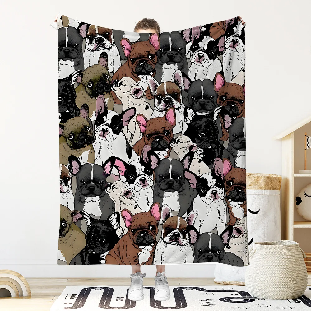 Colorful Pet Portrait Collage Art Fleece Blanket For Living Room Decor Lightweight Plush Throw Blanket Cover