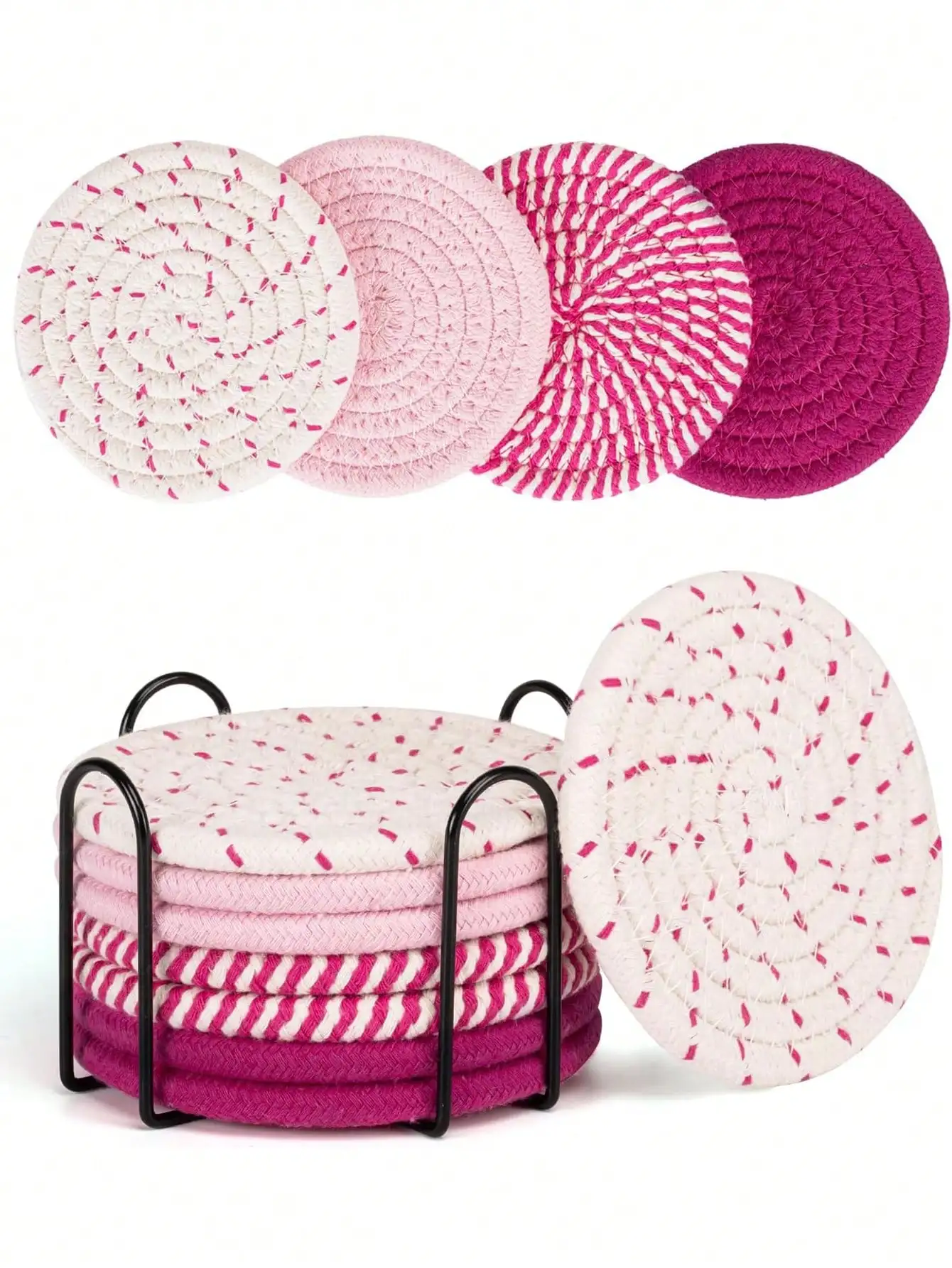 4pcs/Set Random Color Pink Cute Coasters For Drinks Absorbent Set, Coasters For Coffee Table, Coasters For Desk, House Essentials For New Home sh2408072157147683