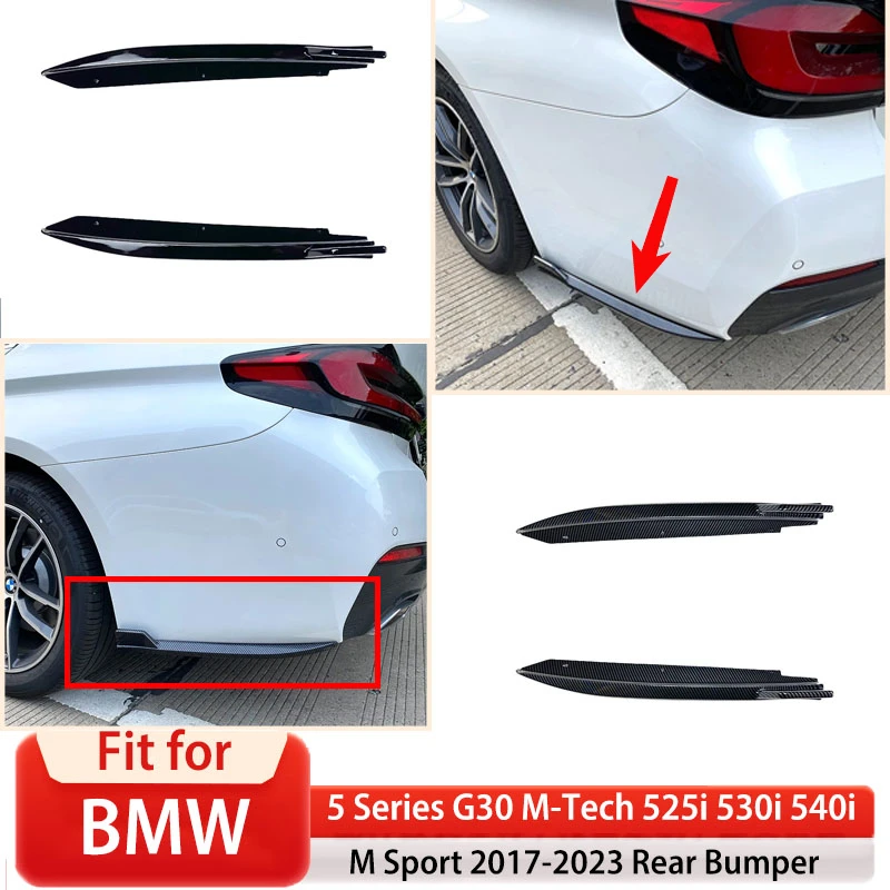 

2PCS for BMW 5 Series G30 M-Tech 525i 530i 540i 2017-2023 M Sport Rear Bumper Splitter Canards Lip Spoiler Diffuser Side Trim