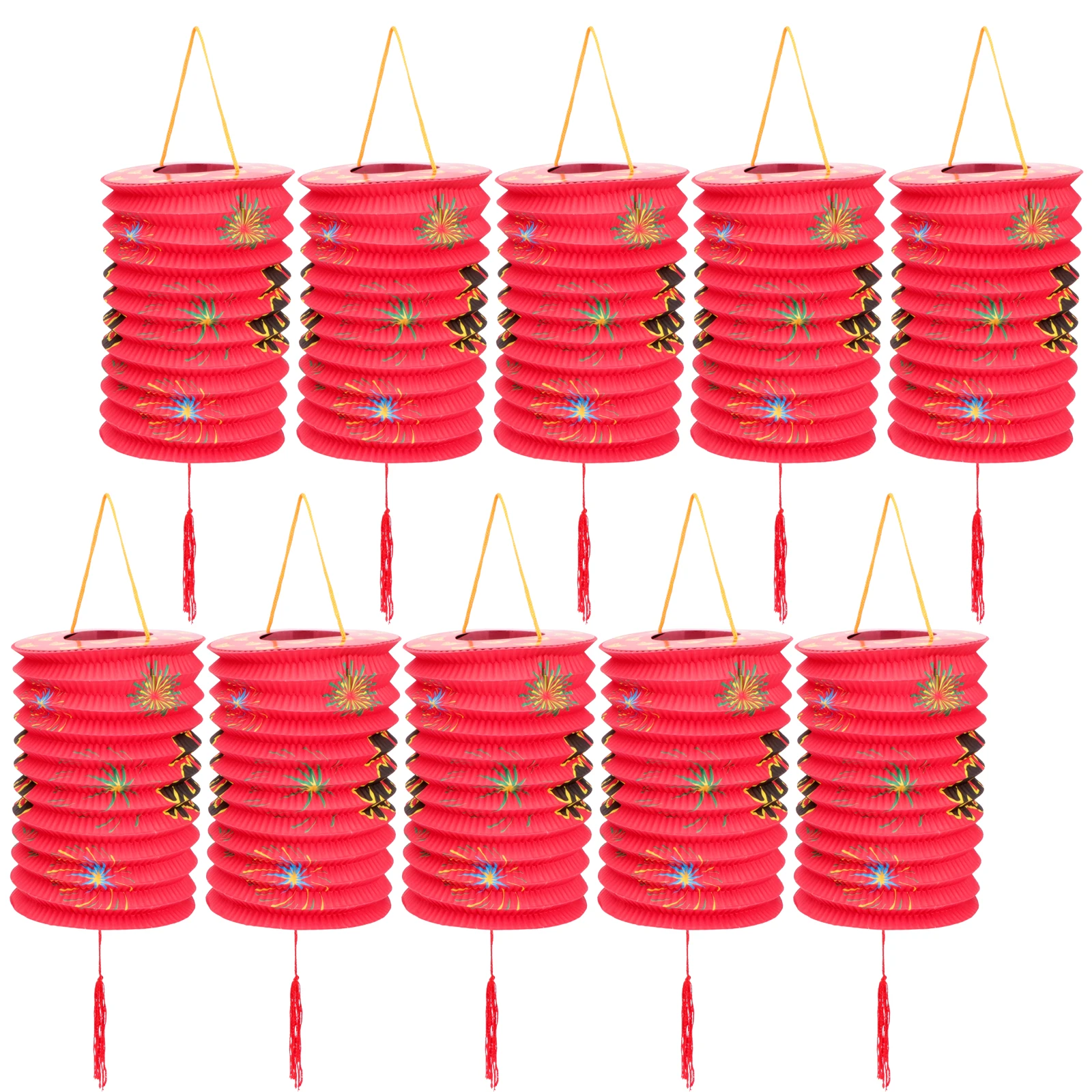 

10pcs Red Word Paper Lanterns Lanterns Traditional Chinese New Year Decorations Paper Hanging Festival Theme Party