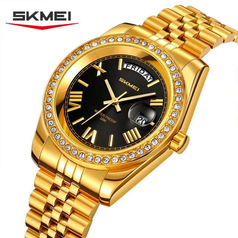 SKMEI 9419 original factory men's and women watches waterproof stainless steel calendar luxury business men's watch quartz watch