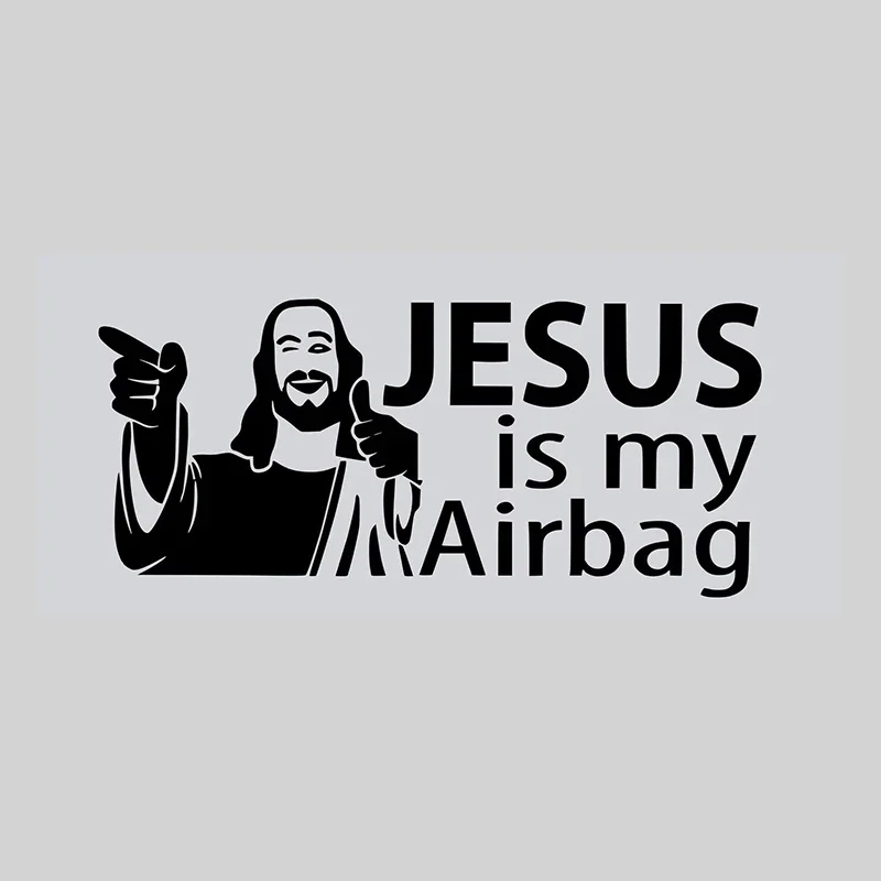 

JESUS IS MY AIRBAG Vinyl Car Motorcycle Sticker Decals Black/Silver 15CM*6CM Covering scratches