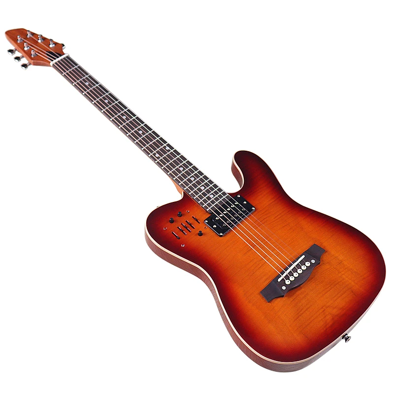 6 String Silent Guitar 39 inch Acoustic Electric Guitar universal acoustic-electric Guitar Flame Maple Top High Glossy Guitarra