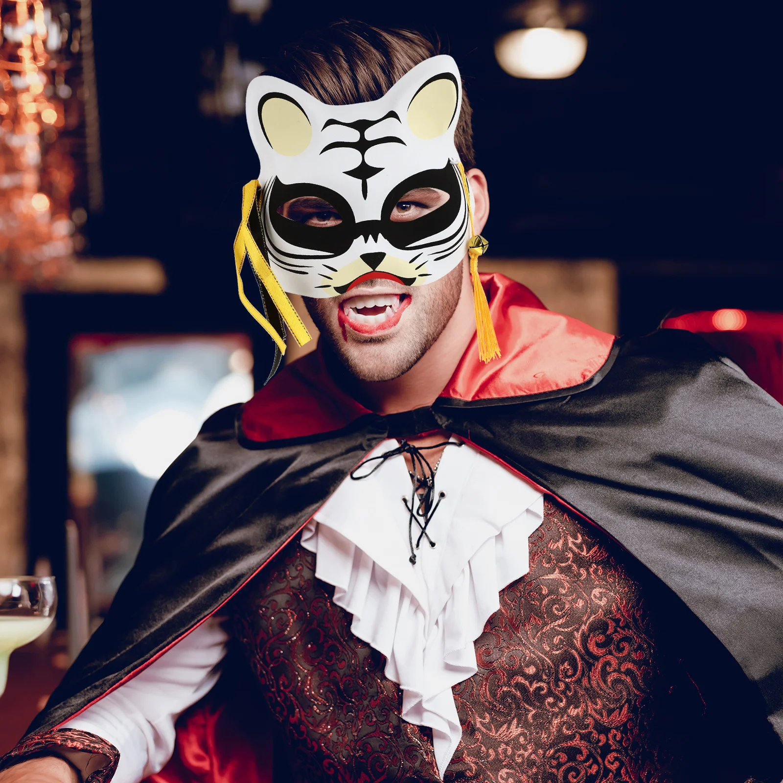 

Half Face Tiger Mask Glowing Luminous Design with Stable Non-Slip Strap for Unisex Party Cosplay Half Face Tiger Mask