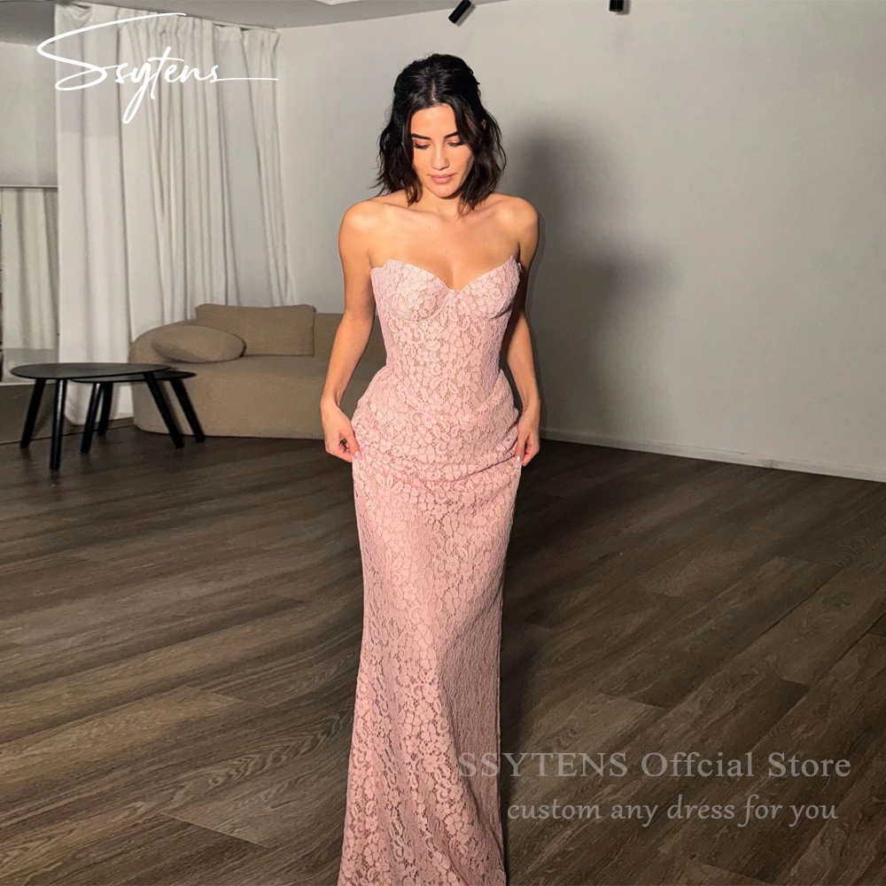 

SSYTENS Charming Pink Full Lace Prom Dress Women's Evening Dresses for Special Occasions Mermaid Vestidos De Fiesta Customized